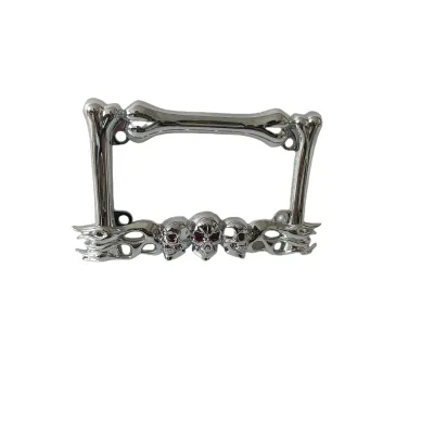 Motorcycle License Plate Frame with Skull and Flame