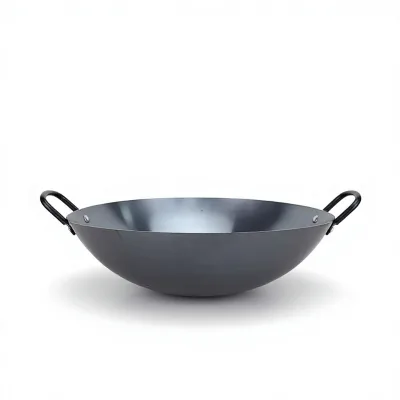 Stainless Steel Non-coated Double-handle Commercial Edge-rimmed Wok for Hotels and Restaurants Gas Stove Compatible No Lid
