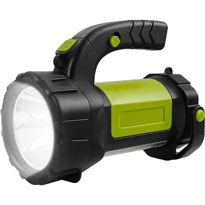 Waterproof USB Rechargeable LED Flashlight Powerful Long-Range Hunting Lamp with Side Light Strong Searchlight for Camping