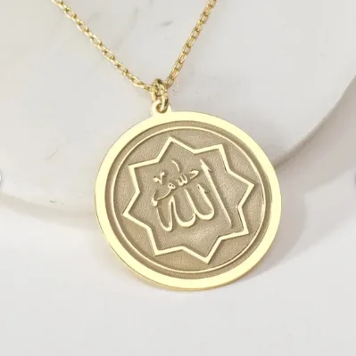 Allah Necklace Islamic Calligraphy Stainless Steel Necklace Arabic Pendant Allah Jewelry Custom Name Necklace
