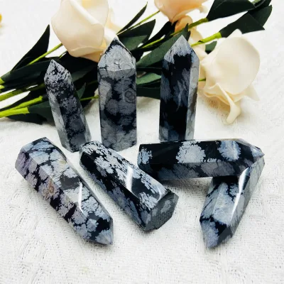Wholesale Healing Gemstone Crystal Tower High Quality Snow Obsidian Tower for Healing