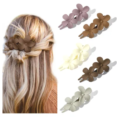 Wowei 2024 New Frosted PC Temperament Flower Duckbill Set Female Duck Clip Flower Color Combination Hair Claws Barrettes