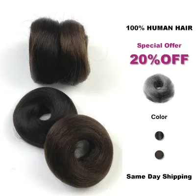 100% Human Hair Straight Chignon Updo Hairpiece Hair Bun for Women