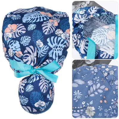 New Scrub Hat Adjustable Surgical Cap Medical Print Surgical Cap Multicolor Nurse Dentist Spa Working Cap Women Men Surgery Hats