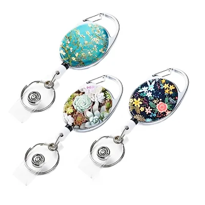 Nurse 360 Degree Retractable Badge Holder ID Card Holder Reel Decorative Badge Reel Custom Logo for Keychain