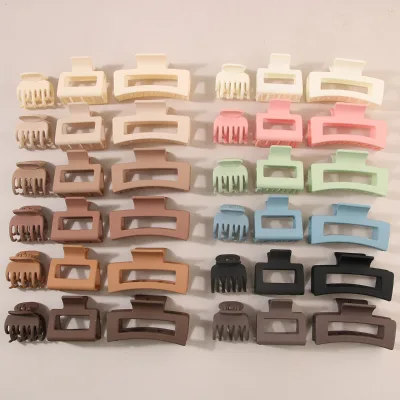 Wowei Wholesale Fashion Large and Small Matte Plastic Banana Hair Claw Hairclip Set for Women Hair Accessories