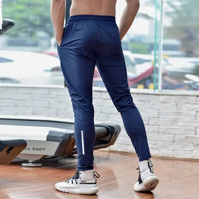 Custom Logo Men's High Elasticity Gym Workout Pants Big-Size Jogger Casual Outdoor Trousers Flat Hidden Zipper Plus Size