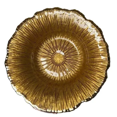Wholesale European Luxury Gold Flower Fruit Plate Creative Handmade Snack Plate for Restaurant Wedding