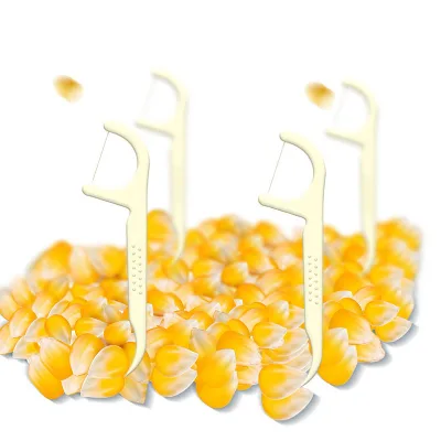 Daily Care CE FDA ISO Vegan Natural Corn Starch Dental Floss Pick Eco-friendly Biodegradable Handle PLA Floss Stick for Adult