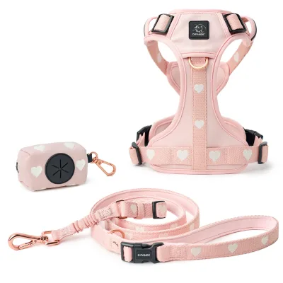 Pet Supplies Adjustable No Pull Reflective Dog Harness Set Custom logo Luxury Pet Dog Safety Harness Embroidered Dog Harness