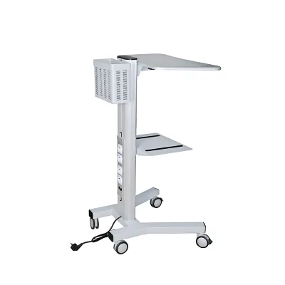 Heavy-Duty Portable Laptop Desk with 4-Outlet Strip | Height-Adjustable Standing Desk for Office/Medical Environments