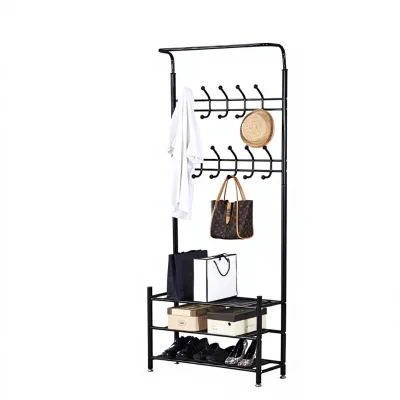 Creative Metal Entrance Coat Rack, Simple Bedroom Clothes Storage Rack, Vertical Iron Hat Hanger