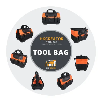 Custom OEM Professional Carpenter's Waterproof Oxford Tool Bag 12L Capacity 10-14 Pockets Top Handle Shoulder Strap Zippered Top