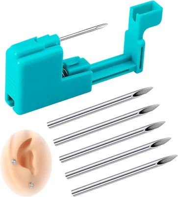 1 Set of Body Piercing Guns with 5 Needle Ear Piercing Kit Permanent Feature
