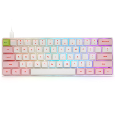 61 Keys Type c Wired Waterproof Mini Gaming Mechanical Keyboard pink