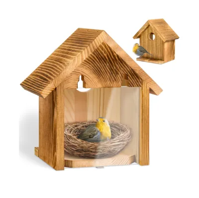 Pine Wood Transparent Window Eco-Friendly Outdoor Hanging Wooden Birdhouse Wooden Bird Box House