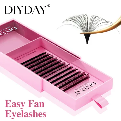 Portable Machine Made False Eyelashes Premade Fans Individual Natural Dramatic PBT Lashes Promotional Cosmetic Gift Wholesale