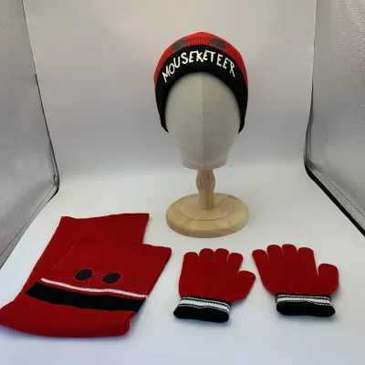 Custom Full-Finger Acrylic Outdoor Kids Gloves Winter Stripe Jacquard Design for Sports & Cycling