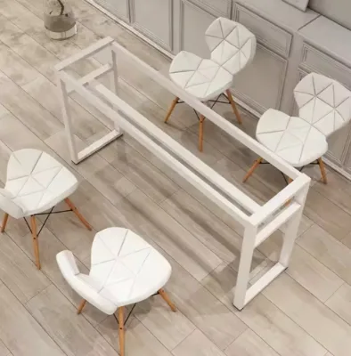 Modern Japanese Nail Art Table with Metal Frame Manicure Desk for Salon and Nail Bar Nail Supplies