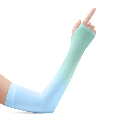 Luxury Fashionable Breathable Ice Silk Plain Long Arm Sleeves Sport Style Gradient Solid Color Summer Cycling Reflective Lady