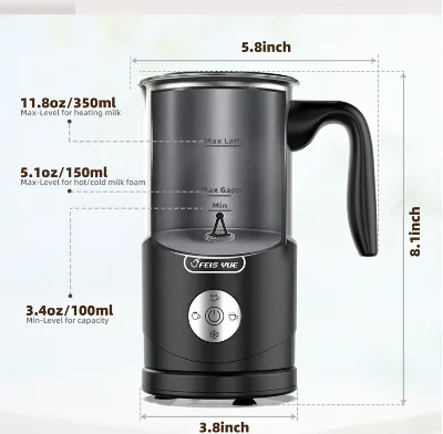 Hot Selling Electric Stainless Steel Milk Frother for Home Hot/Cold Espresso Making