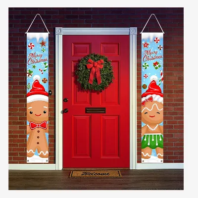 Christmas Gingerbread Porch Banner Set -Holiday Signs Indoor/Outdoor Decorations Holiday Christmas Gingerbread Party decorations
