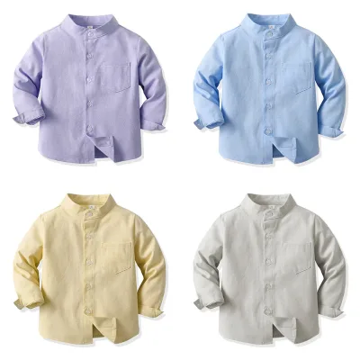 2024 Summer Kid Shirt Cotton Boys Short Sleeved Blouse Outdoor Wear