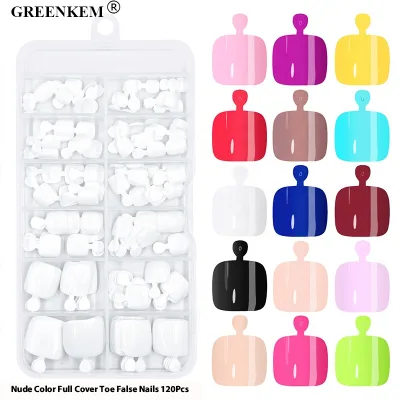 120Pcs Solid Nude Single Color Full Cover Boxed Wearable Detachable Foot Decoration Pre Made False Toe Nail Tips
