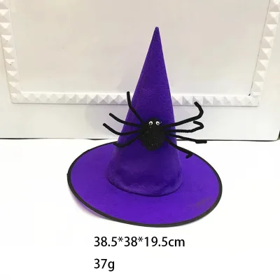Halloween Witch and Wizard Hats Costume Props Black Spider Hat for Children & Adults Winter Party Rayon Material