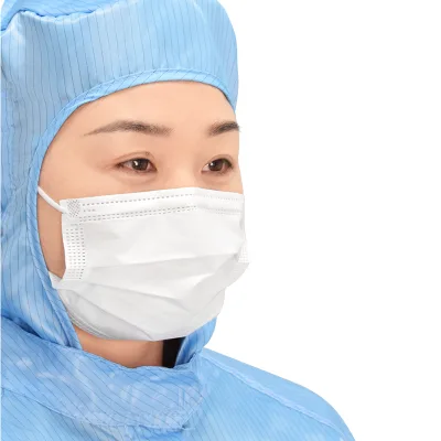3Ply Disposable ES Face Masks Breathable low lint Skin-Friendly For ISO 4 (class 10) Cleanroom 50pcs/bag