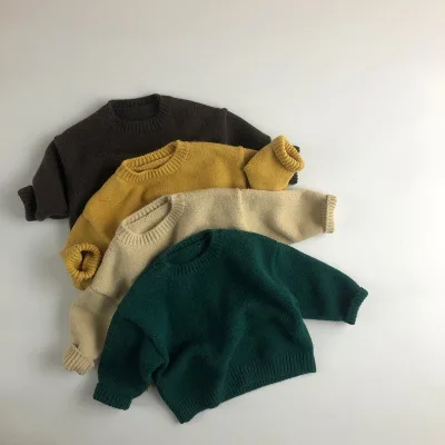 Children Sweater Spring Winter Popular New Design Thrthleneck Clothes Solid High Collar Cotton Knitted Kids Neutral Sweater