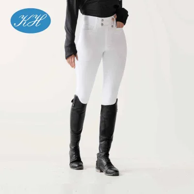 Custom High End Side Pocket Equestrian Jodhpurs Four Way Stretch White Performance Breeches