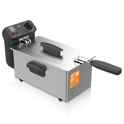 RAF R.5235 Home Use Deep Fryer 2000W Rapid Heating Electric Fryer Stainless Steel with Adjustable Temp Control & Easy Clean