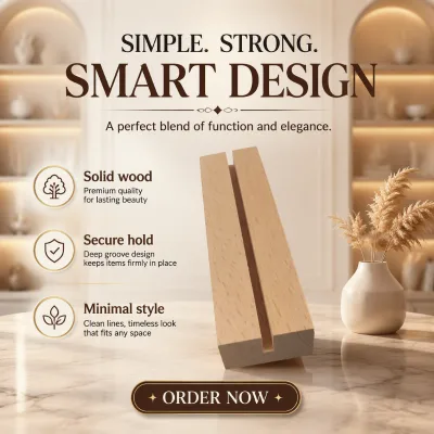 High Quality Teak Beech Wooden Calendar and Photo Stand for Displaying Price and Card Information