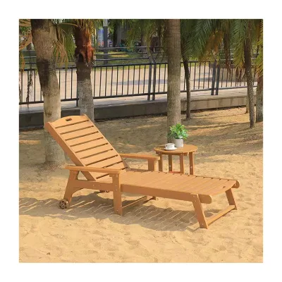 Plastic Wood Outdoor Lounge Chairs Pool Garden Lounger Hotel Villa Balcony Daybed Patio Furniture