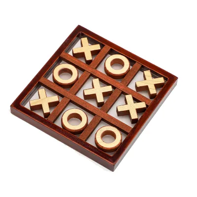 Wooden Tic Tac Toe Table Top Game Board Adults Living Room Decor for Family Gatherings and Tangram Puzzles