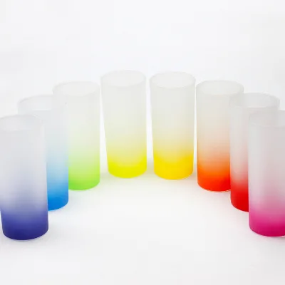 10oz Frosted Glass Beer Mug Straw Cap Sublimation Gradient Colored Glass Cup for Heat Transfer Print Logo Dishwasher Microwave