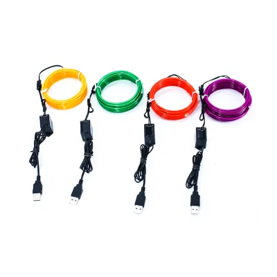 FM FMW-1041 USB 5V 5 Meter EL Wire Neon Light for Car Interior Decoration with 10 Colors Cold Ambient