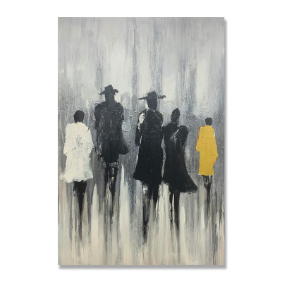 Modern Handpainted Abstract Portrait Figure Viewed From Behind Oil Painting on Canvas