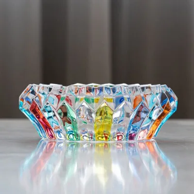 Colorful Glass Decorative Bowl 5.5 Inch Beautiful Decoration Glass Craft for Kitchen and Indoor Home Office Tabletop