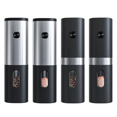 Dry Battery Power Pepper Powder Grinding Mini Spice Grinder Automatic Induction Electric Salt Pepper Mill With Led Light