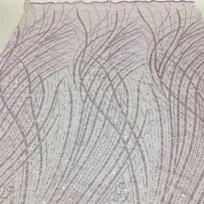 Luxury French Beaded Lace Dyeing Color Beaded Sequined Fabrics Embroidery Mesh Tulle Material Fabric for Bridal