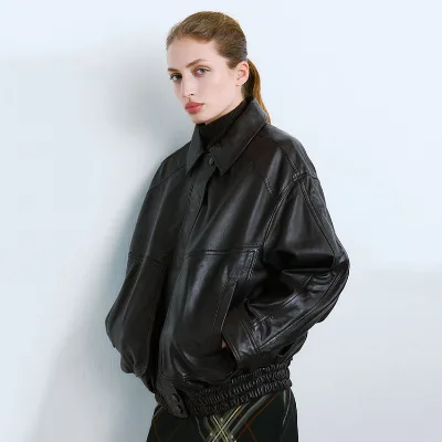 Premium Imported Vintage Sheepskin Women's Short Leather Jacket - 2025 Winter Collection Commuter Style