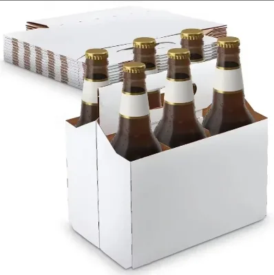 Biodegradable 4 Pack Beer Can Holder Portable Display Box Cardboard Kraft Paper Box Window Packaging 6 Pack Beer Carrier Accept