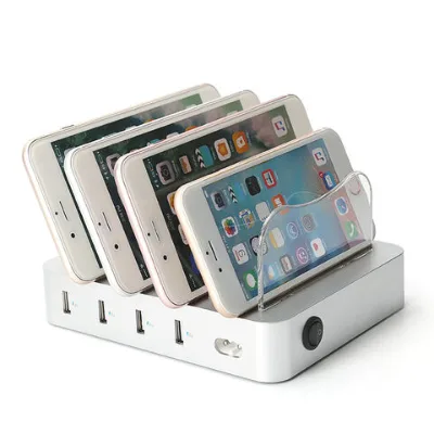 Custom logo desktop portable phone charger station smart multi port smartphone usb charging docking station for multiple devices