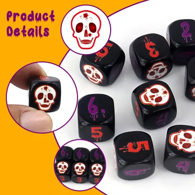 16mm Acrylic Custom Dice Six Sides UV Printing Personalized Logo Pattern DIY Printed Dice Round Corner Game Dice