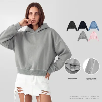 Heavyweight 360G Washed Hoodie Oversized Boxy Fit Pullover Sweatshirt Custom Streetwear Clothing Manufacturer