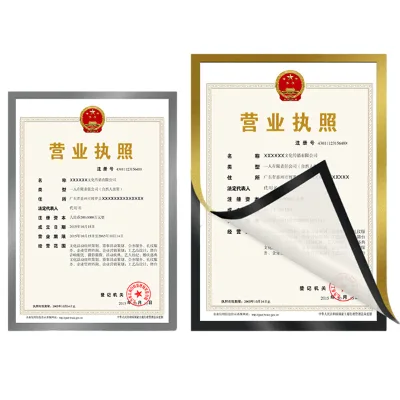 Double-Sided Display Photo Frame PVC Magnetic Self-Adhesive with Plastic Material Certificate Cover for Magnetic Paper Support