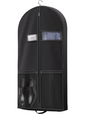 Foldable Travel Garment Bag with Zipper Pocket Accessories Heavy-duty Fabric Suit Bag for Suits and Dresses
