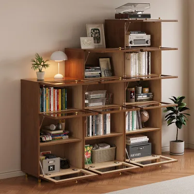 3 Cabinet Doors Modern Solid Wood Storage Cabinet for Dining Room for Home Furniture in Living Room and Dining Areas